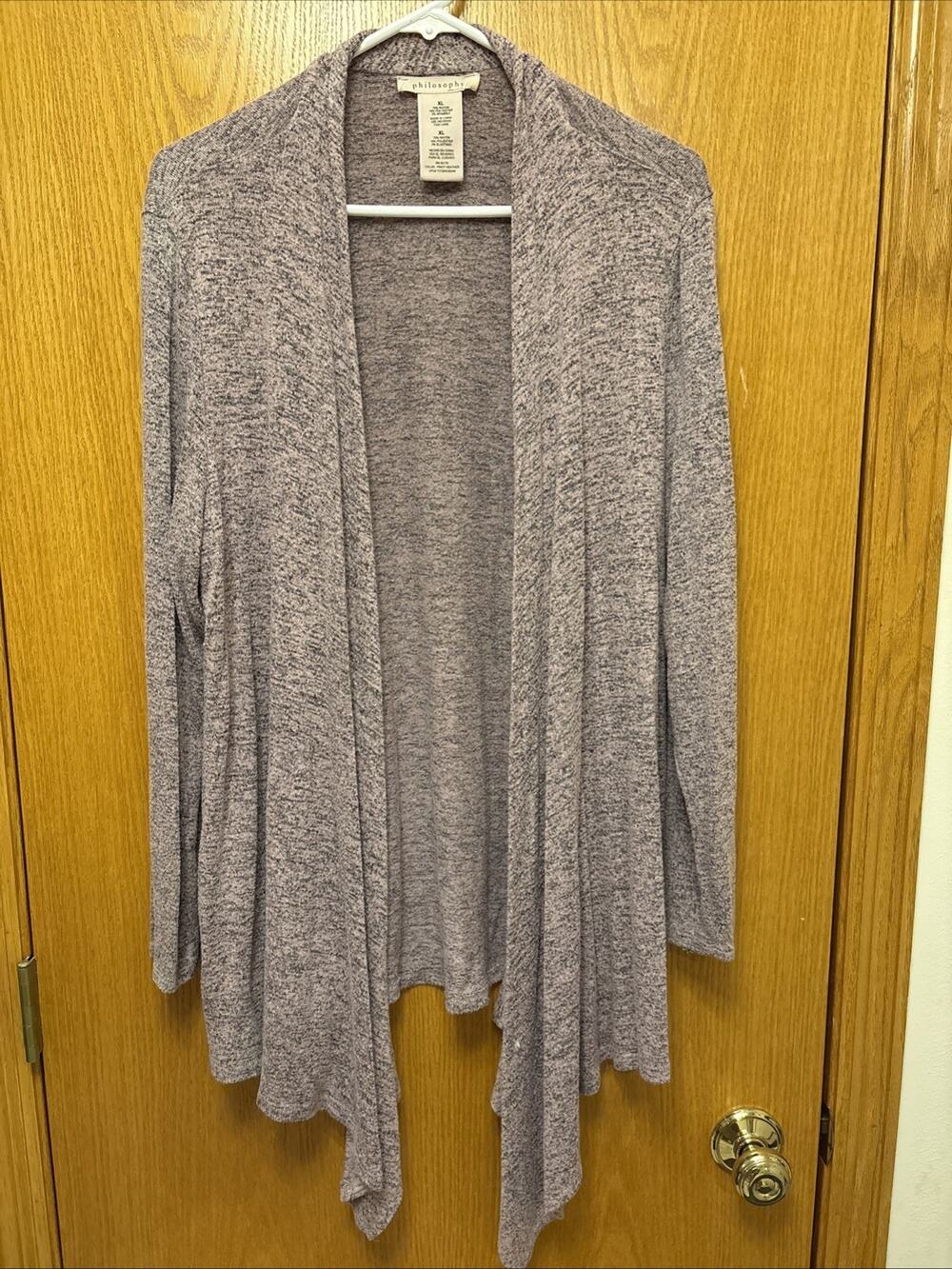 Philosophy Womens Cardigan Sweater Size XL Gray Pink Marled Pinot Heather